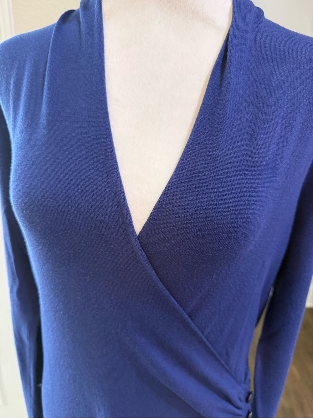 Apt. 9 Deep Blue Wrap-Style Long Sleeve Blouse - Picture 4 of 10